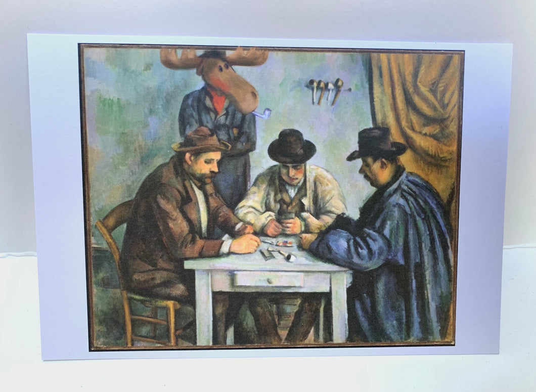 CARD PLAYERS, WITH MOOSE - postcard/miniprint