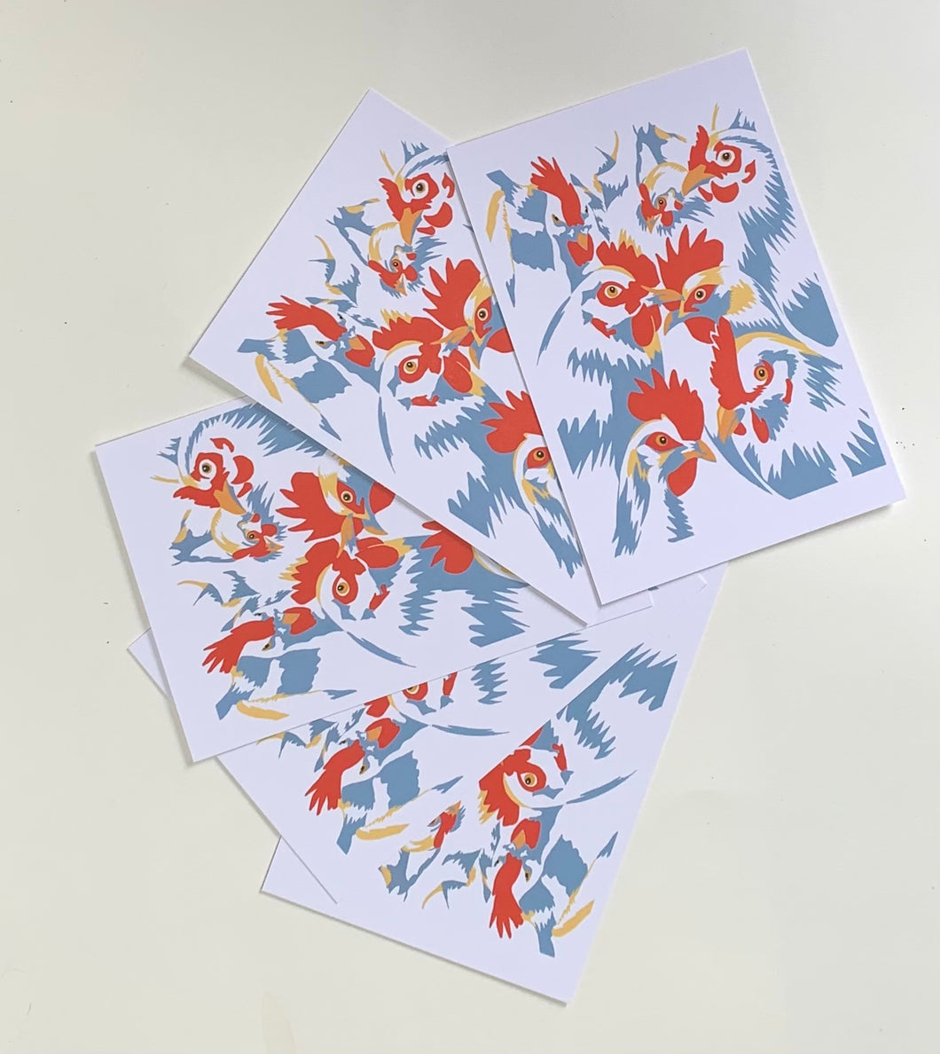 'CHICKENS' - Pack of Five Postcards