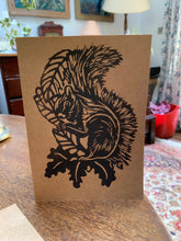 Load image into Gallery viewer, SQUIRREL - hand-printed linocut card
